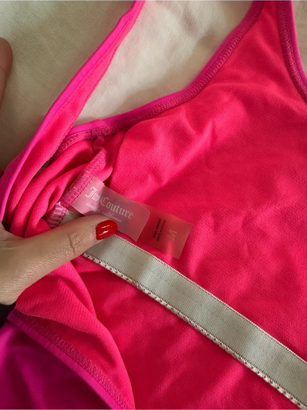 Juicy Couture Neon Pink One-Piece Swimsuit with Silver Logo - Picture 4 of 4